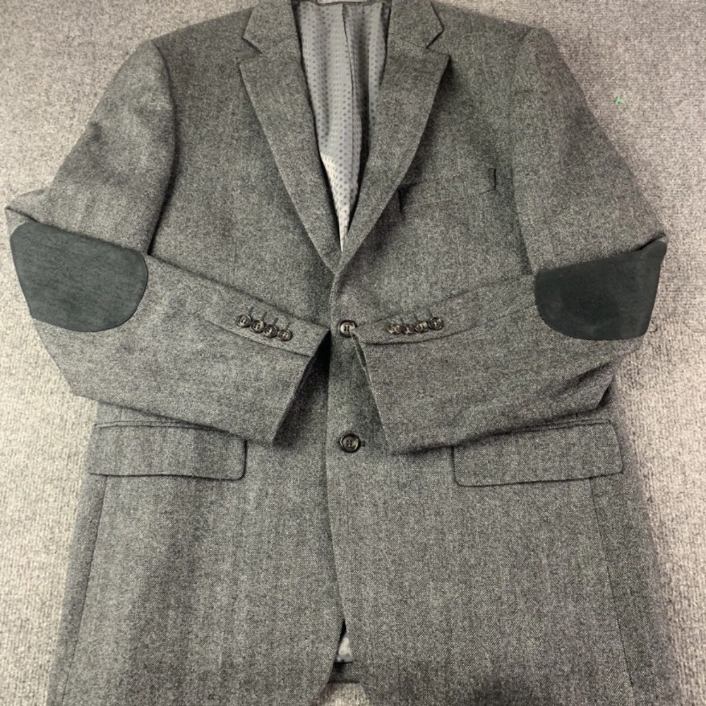 Fil A Fil Platinum Mens Wool/Sil/Cashmere Elbow Patch Sports Blazer Sz 42R Gray